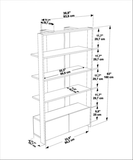 Polica za knjige Payton