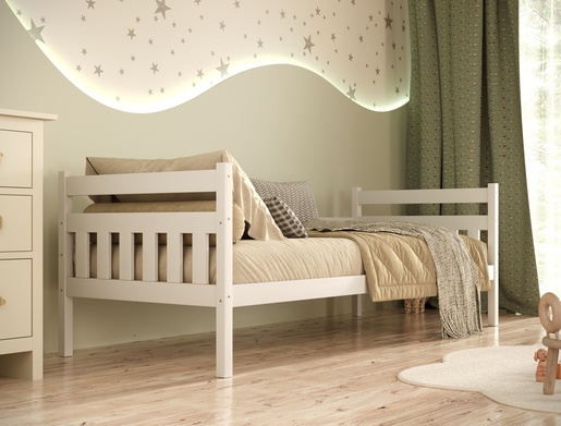 Drveni dječji krevet Dawid - bijeli - 200x90 cm - Bez ladice