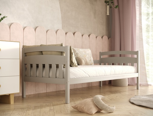 Drveni dječji krevet Tosia - sivi - 180x80 cm - Bez ladice