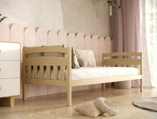 Drveni dječji krevet Tosia - svijetlo drvo (nelakirano) - 200x90 cm - Bez ladice