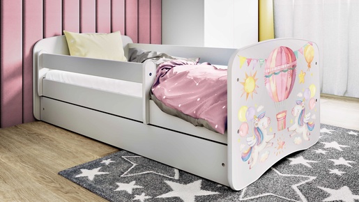 Drveni dječji krevet BALON s ladicom - 160x80 cm bijeli