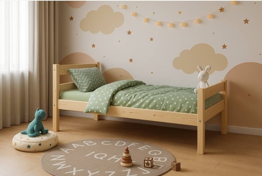 Drveni dječji krevet Aleks - svijetlo drvo - 160x80 cm