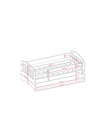 Drveni dječji krevet Classic s ladicom - rozi - 160x80 cm - spužvasti PE madrac