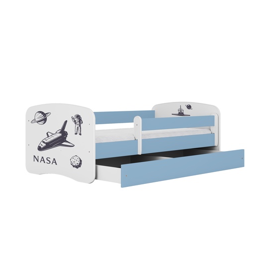 Drveni dječji krevet NASA s ladicom - 160x80 cm plavi