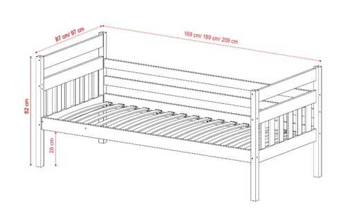Drveni dječji krevet Dawid - bijeli - 160x80 cm - Bez ladice