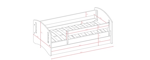 Drveni dječji krevet Classic 2 s ladicom - plavi - 180x80 cm - spužvasti PE madrac