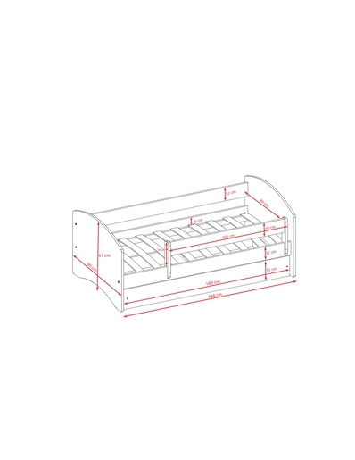 Drveni dječji krevet FORMULA s ladicom - 180x80 cm plavi