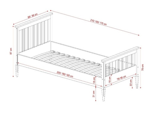 Drveni dječji krevet Ignas - svijetlo drvo (nelakirano) - 160x80 cm