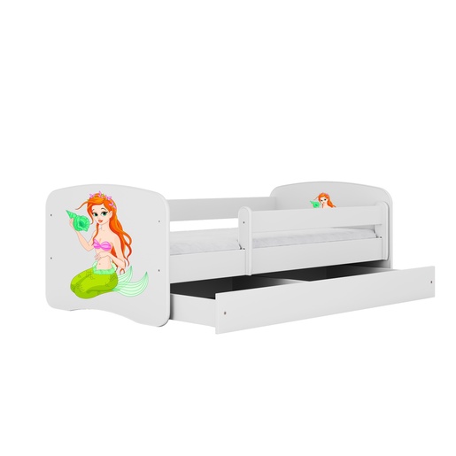 Drveni dječji krevet SIRENA s ladicom - 180x80 cm bijeli