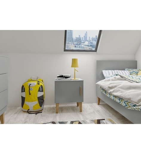 Drveni noćni ormarić - KUBI-Siva