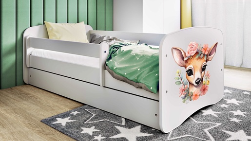 Drveni dječji krevet BAMBI s ladicom - 160x80 cm bijeli