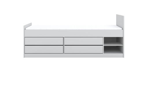Drveni dječji krevet Leon sa spremištem - bijeli - 200x90 cm