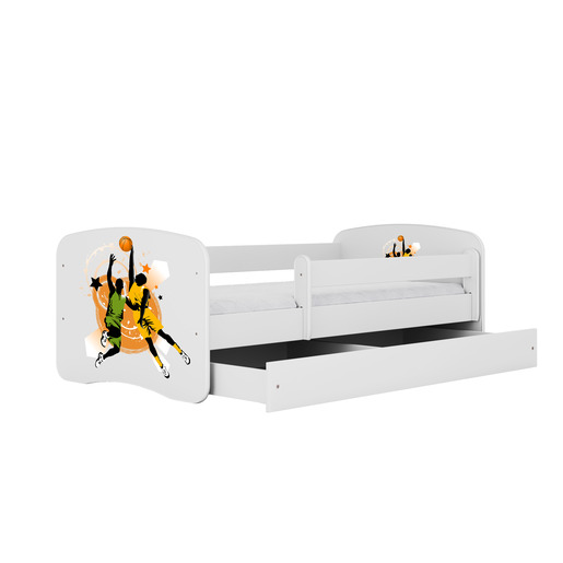 Drveni dječji krevet KOŠARKA s ladicom - 160x80 cm bijeli