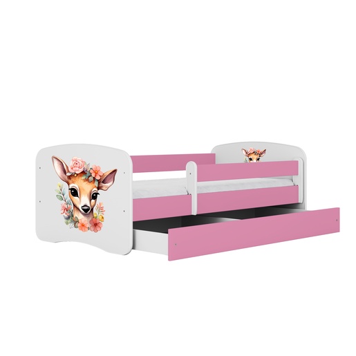 Drveni dječji krevet BAMBI s ladicom - 180x80 cm rozi