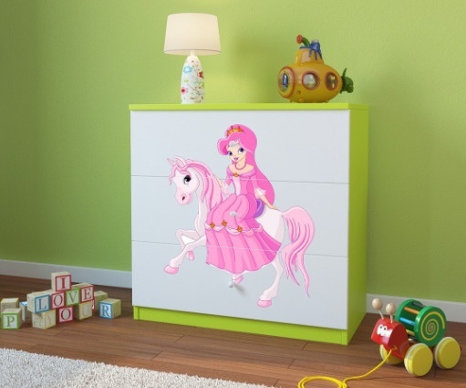 Dječja komoda - kraljevna na poniju-Zelena