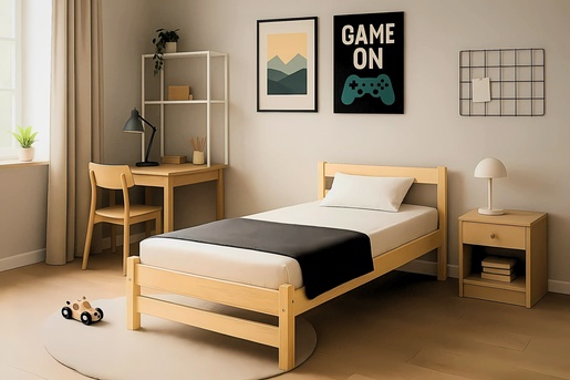 Drveni dječji krevet Aleks - svijetlo drvo - 180x90 cm