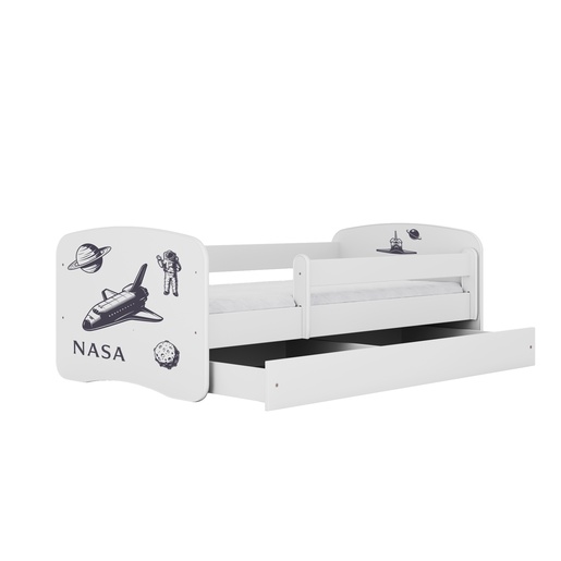Drveni dječji krevet NASA s ladicom - 180x80 cm bijeli