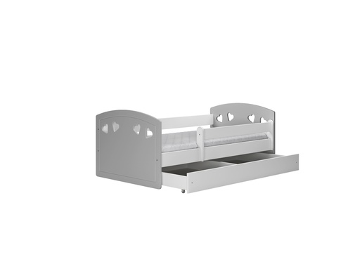 Drveni dječji krevet Julia s ladicom - sivi - 160x80 cm - spužvasti PE madrac