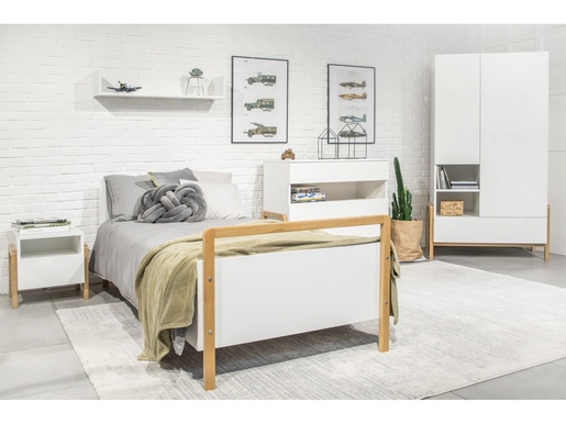 Drveni dječji krevet Victor - bijeli - drvo - 180x80 cm - spužvasti PE madrac