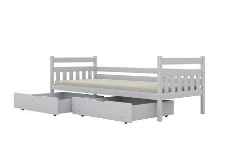 Drveni dječji krevet Dawid - bijeli - 180x80 cm - S 2 ladice