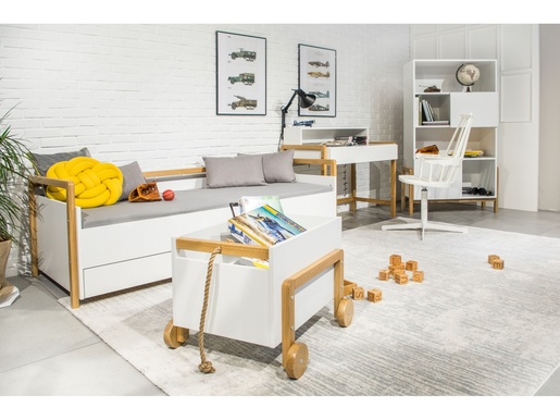 Drveni dječji krevet Victor s ladicom - bijeli - drvo - 180x80 cm - spužvasti PE madrac