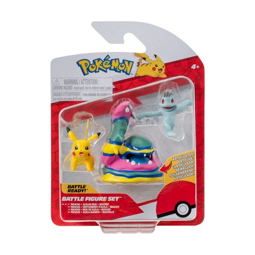 Pokemon Battle figure Machop, Pikachu i Alolan Muk, 3 kom