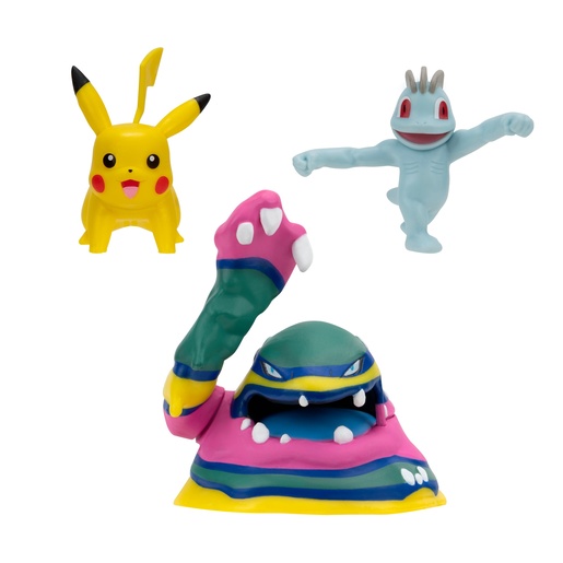 Pokemon Battle figure Machop, Pikachu i Alolan Muk, 3 kom