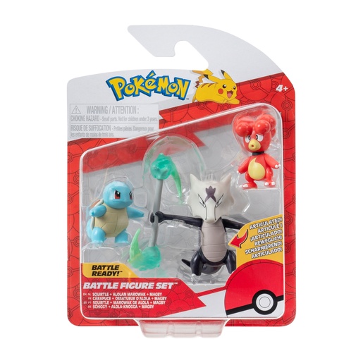 Pokemon Battle figure Magby, Squirtle i Alolan Marowak, 3 kom