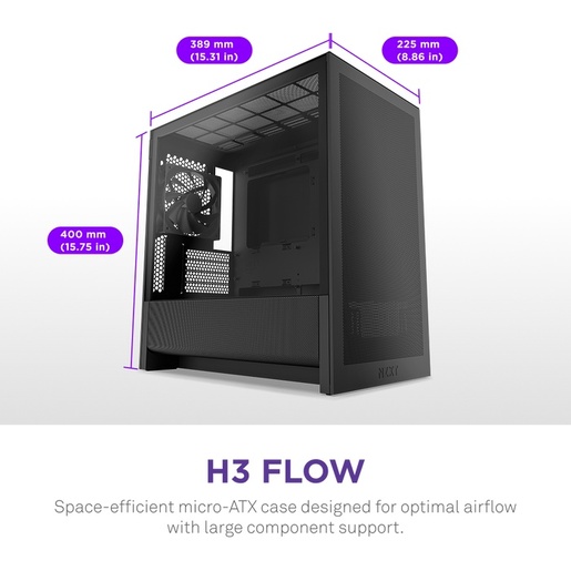 Kućište NZXT H3 Flow 2025, crno
