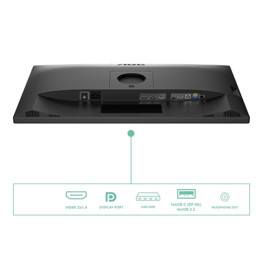 AOC Q27P3CW, 27" QHD IPS, 100Hz, 4ms, 2x HDMI 1.4, 1x DisplayPort 1.2, 1x USB-C 90W, 1x RJ45, webcam, monitor