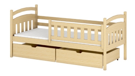 Drveni dječji krevet Terry s ladicom - svijetlo drvo - 200x90 cm