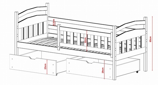 Drveni dječji krevet Terry s ladicom - svijetlo drvo - 200x90 cm