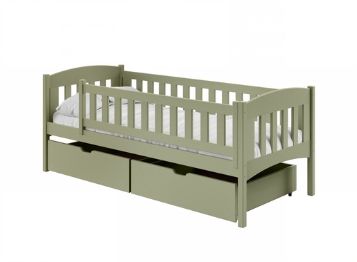 Drveni dječji krevet Gucio s ladicom - olive - 180x80