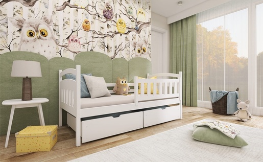 Drveni dječji krevet Terry s ladicom - bijeli - 190x90 cm