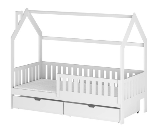 Drveni dječji krevet Natan s ladicom - bijeli - 200x90 cm