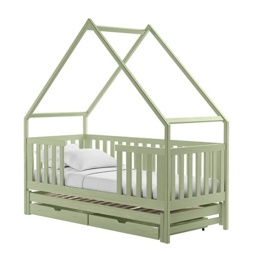 Drveni dječji krevet Magic s dodatnim krevetom i ladicom - olive - 200x90