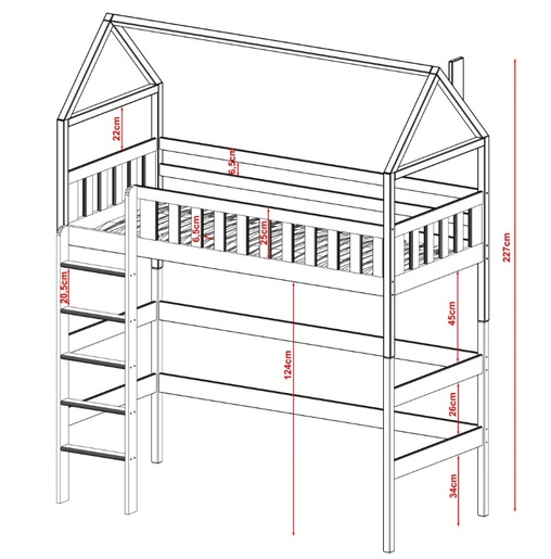 Drveni dječji povišeni krevet Otylia - olive - 180x80 cm