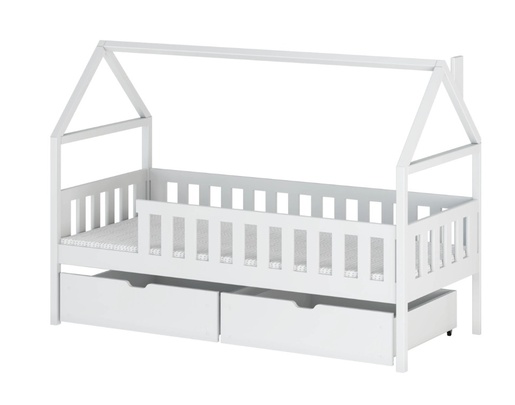 Drveni dječji krevet Domi  s ladicom - bijeli - 200x90 cm