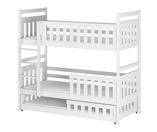 Drveni dječji krevet na kat Oliwia s tri kreveta  - bijeli - 200x90 cm