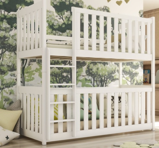 Drveni dječji krevet na kat Konrad - bijeli - 190x90 cm