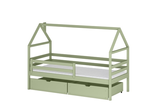 Drveni dječji krevet Aron s ladicom - olive - 160x80 cm