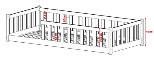 Drveni dječji krevet Bella - olive - 200x90 cm