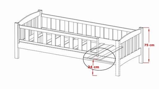 Drveni dječji krevet Gucio s ladicom - svijetlo drvo - 180x80 cm