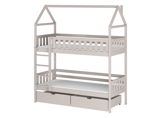 Drveni dječji krevet na kat Gaja s ladicom - kašmir - 180x80 cm