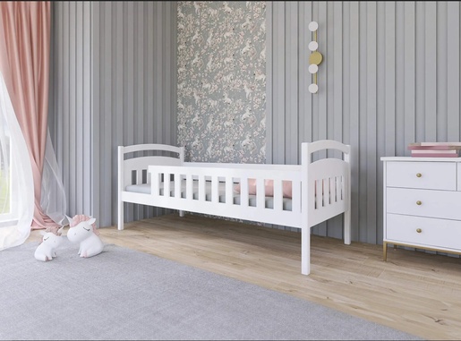 Drveni dječji povišeni krevet Mia - bijeli - 200x90