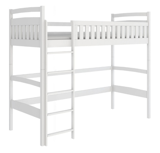 Drveni dječji povišeni krevet Mia - bijeli - 200x90