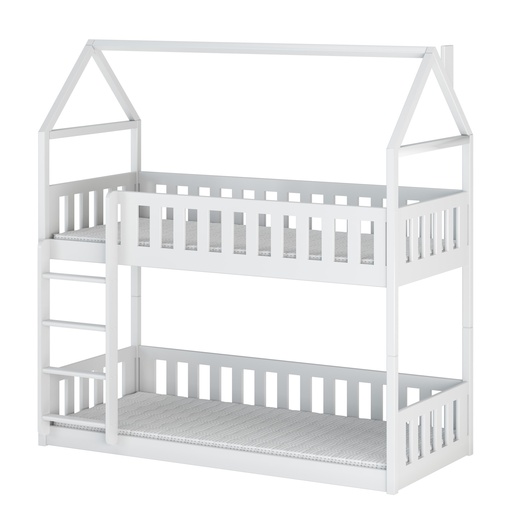 Drveni dječji krevet na kat Pola - bijeli - 190x90 cm