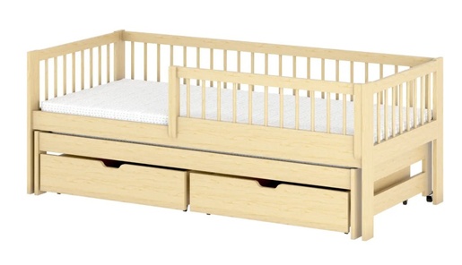 Drveni dječji krevet Softi s dodatnim krevetom i ladicom - svijetlo drvo - 200x90