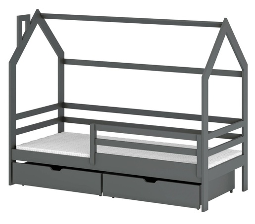 Drveni dječji krevet Lila s ladicom - grafit - 200x90 cm
