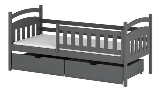 Drveni dječji krevet Terry s ladicom - grafit - 200x90 cm